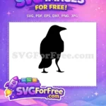 Free Flying Crow Free Black Silhouette Spooky Design Free SVG - Instant Download