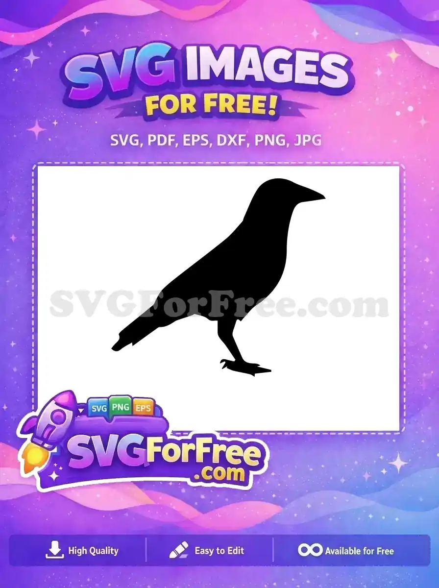 Free Black Crow Free Standing Silhouette Dark Nature Free SVG