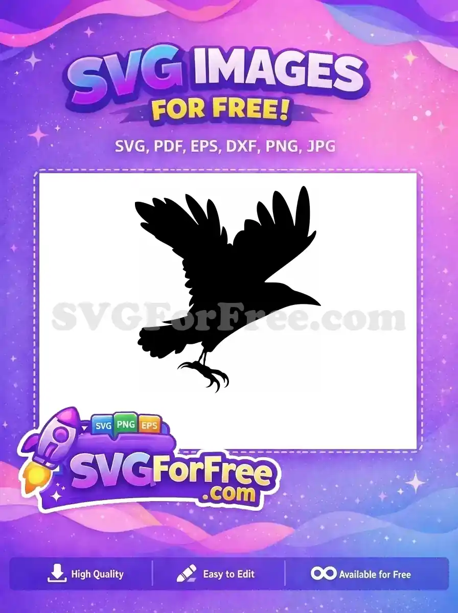 Free Flying Black Free Mysterious Dark Crow Silhouette Free SVG