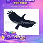 Free Flying Dark Raven Free Detailed Wingspan Crow Silhouette Free SVG - Instant Download