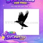 Free Spooky Flying Free Detailed Raven Halloween Night Free SVG - Instant Download