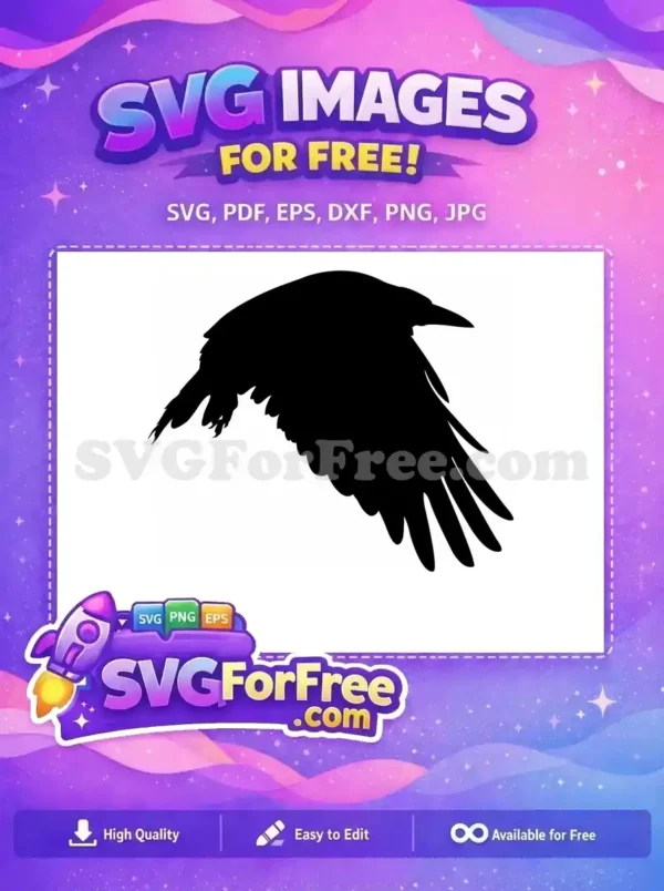 Free Creepy Flying Free Crow Silhouette Halloween Free SVG
