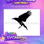 Free Flying Free Spooky Crow Silhouette Free SVG - Instant Download