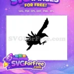 Free Dark Flying Crow Free Mysterious Silhouette Gothic Halloween Free SVG - Instant Download