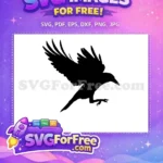 Free Flying Crow Free Detailed Silhouette Wildlife Art Free SVG - Instant Download