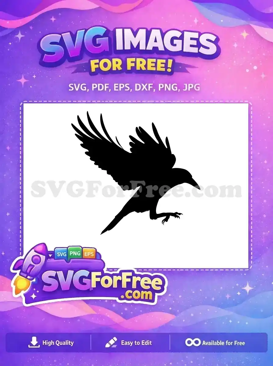 Free Flying Crow Free Detailed Silhouette Wildlife Art Free SVG