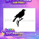 Free Flying Crow Free Black Silhouette Halloween Free SVG 1 - Instant Download