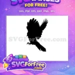 Free Flying Black Crow Free Spooky Halloween Silhouette Design Free SVG - Instant Download
