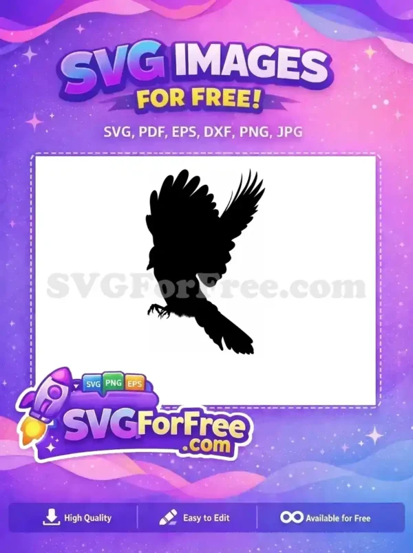 Free Flying Black Crow Free Spooky Halloween Silhouette Design Free SVG