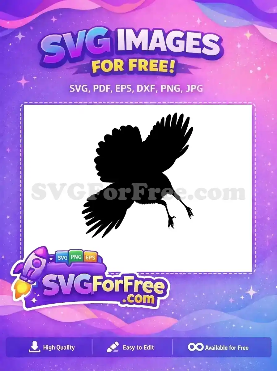 Free Flying Black Raven Free Sharp Talons Crow Silhouette Free SVG