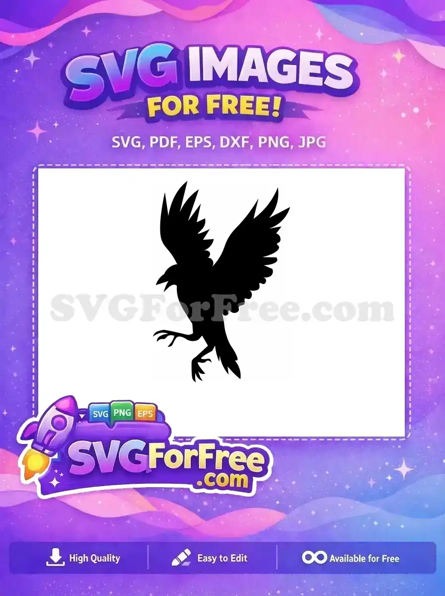 Free Flying Black Crow Free Spooky Raven Halloween Night Free SVG