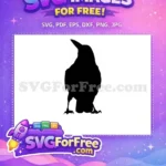 Free Black Crow Silhouette Free Flying Raven Spooky Halloween Free SVG - Instant Download