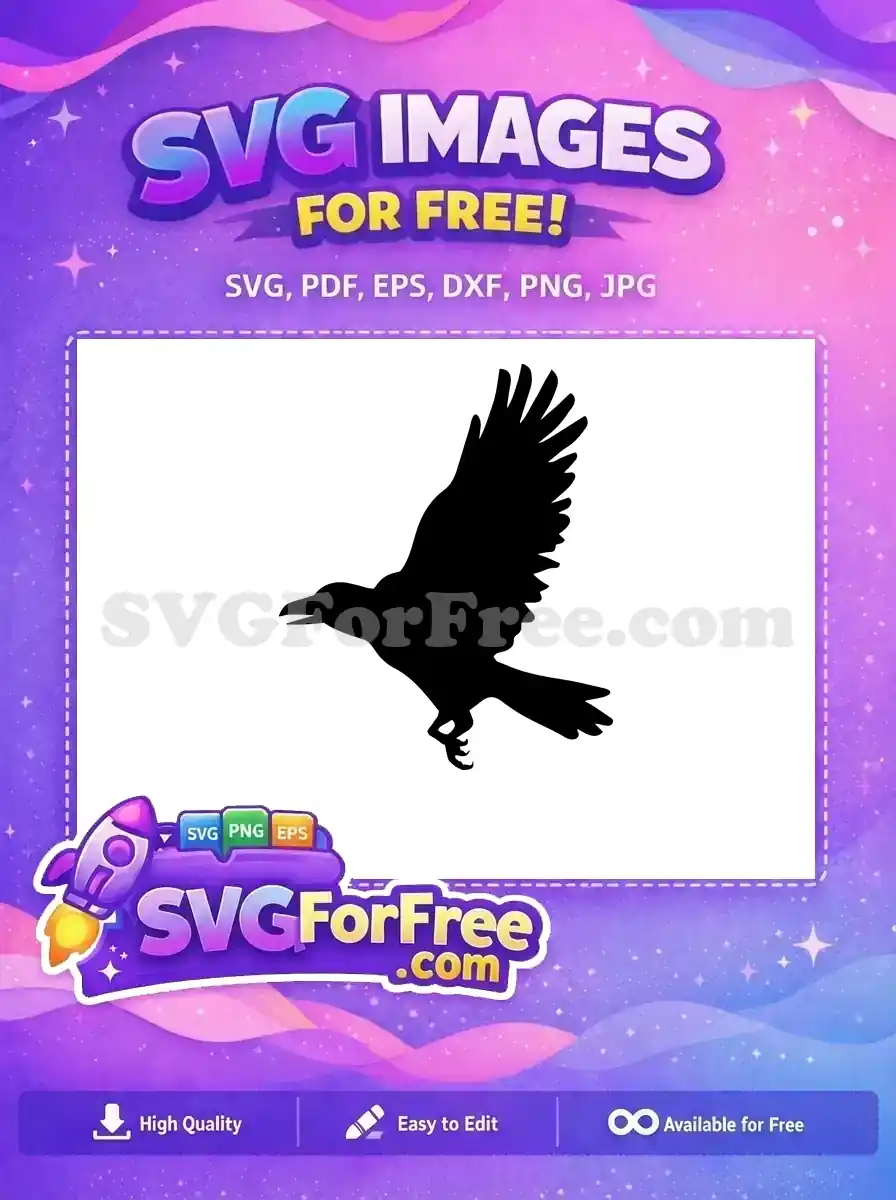 Free Flying Black Crow Free Detailed Strong Wings Crow Silhouette Free SVG