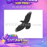Free Black Flying Crow Free Raven Silhouette Wildlife Art Free SVG - Instant Download