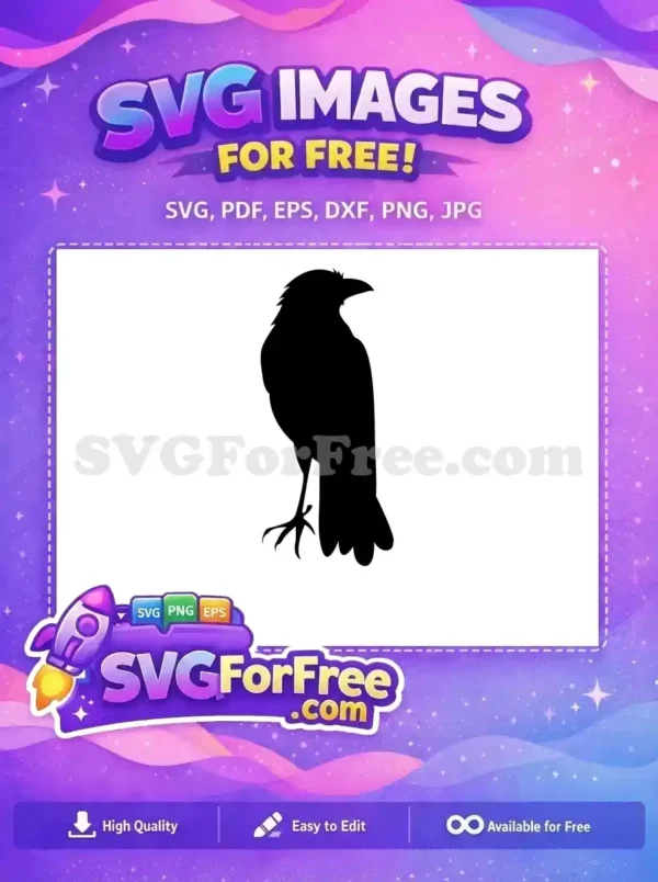 Free Majestic Raven Free Perched Silhouette Dark Bird Art Free SVG
