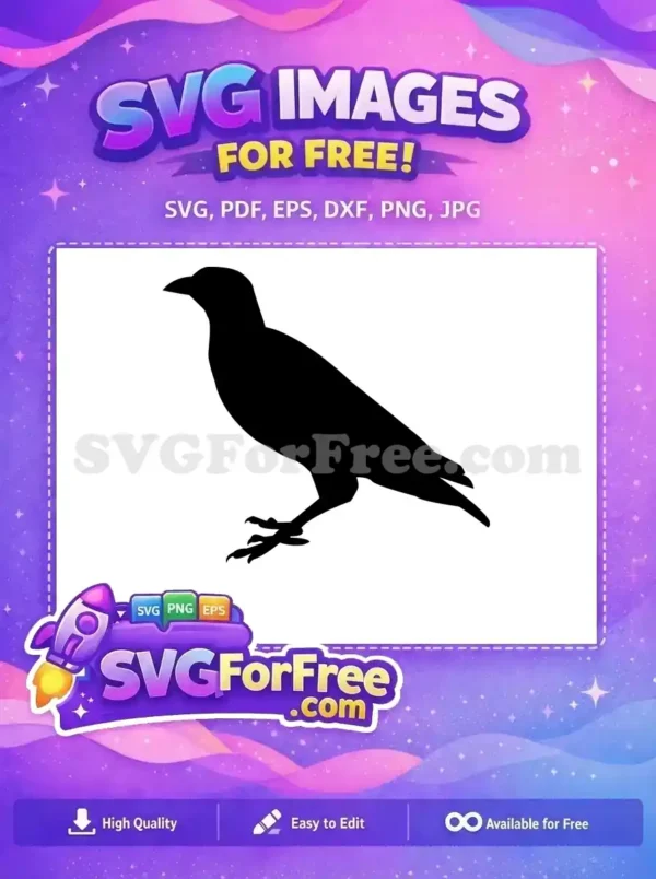 Free Standing Black Crow Free Sharp Beak Talons Bird Art Free SVG