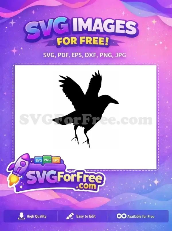 Free Flying Black Free Detailed Feather Halloween Decor Free SVG