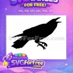 Free Flying Black Free Spooky Detailed Crow Silhouette Free SVG - Instant Download