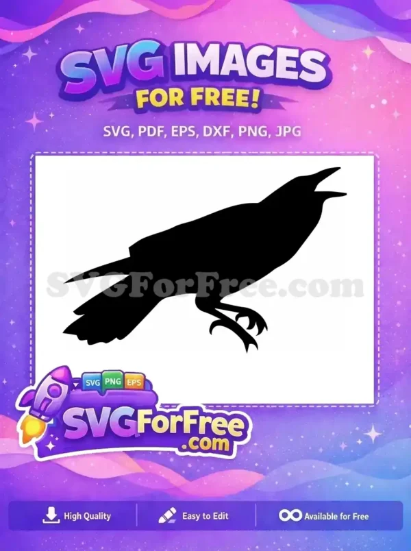 Free Flying Black Free Spooky Detailed Crow Silhouette Free SVG Free Flying Black Free Spooky Detailed Crow Silhouette Free SVG