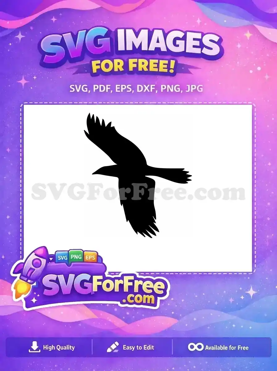 Free Black Flying Bird Free Detailed Feathered Wings Crow Free SVG