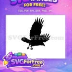 Free Black Flying Crow Free Wings Spread Halloween Free SVG - Instant Download
