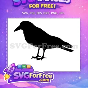 Free black crow Free perching silhouette design Halloween Free SVG