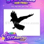 Free Soaring Black Crow Free Detailed Silhouette Halloween Free SVG - Instant Download