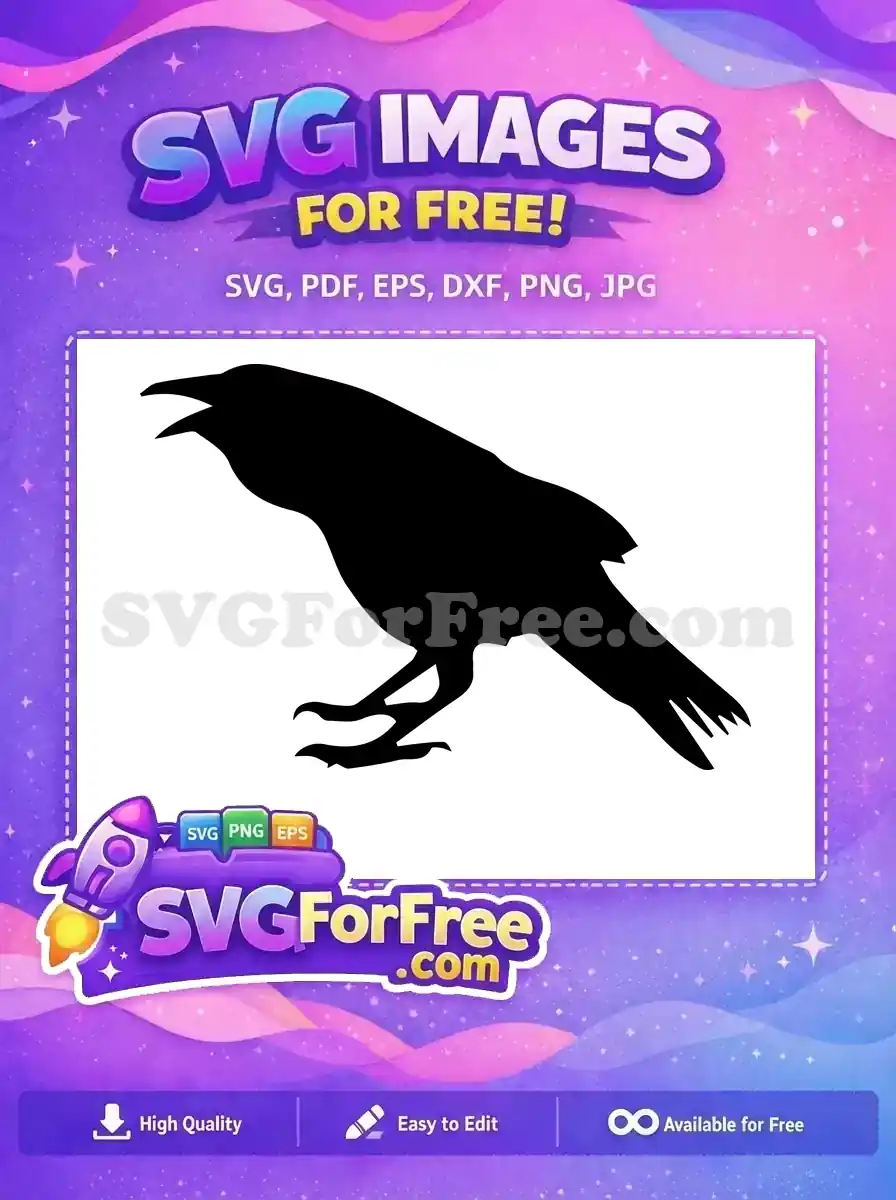 Free cawing Free black bird Crow Silhouette Free SVG