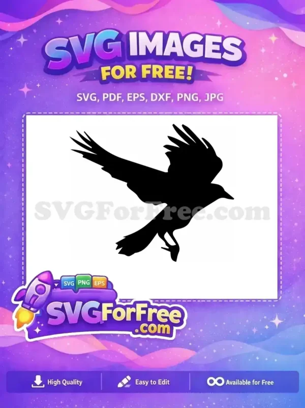 Free dark flying bird Free spooky Halloween design Crow Silhouette Free SVG