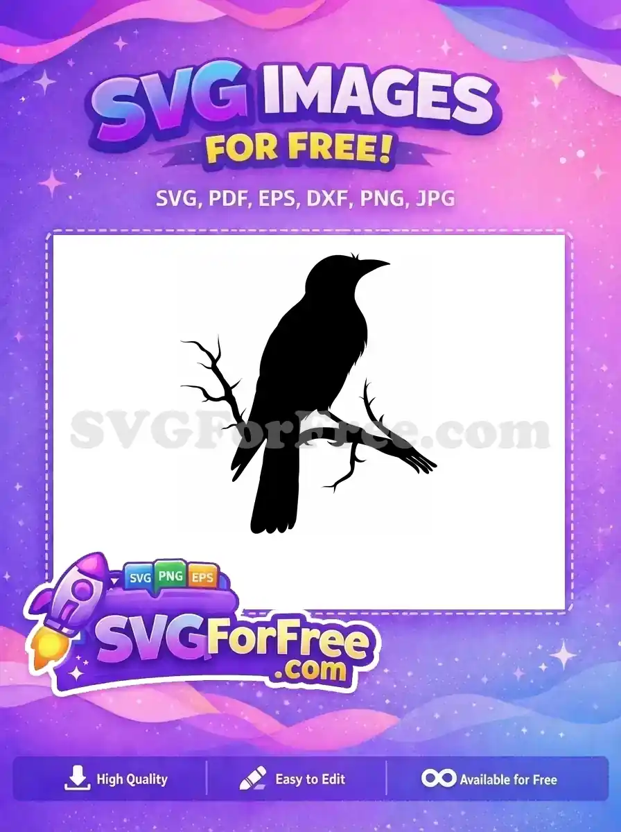 Free Black Crow Silhouette Free Flying Bird Spooky Halloween Free SVG