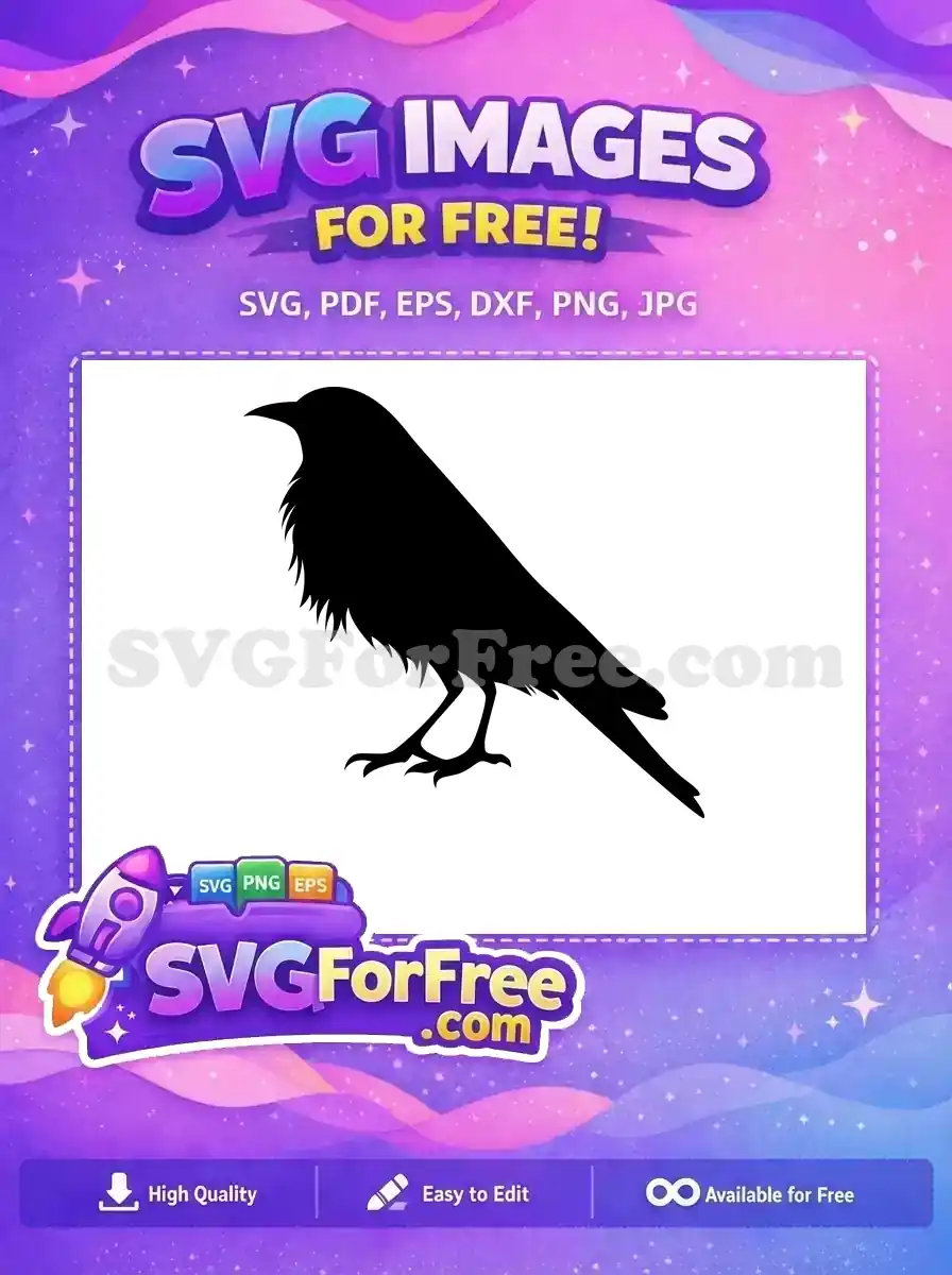 Free Black Crow Design Free Feathered Silhouette Outline Gothic Art Free SVG