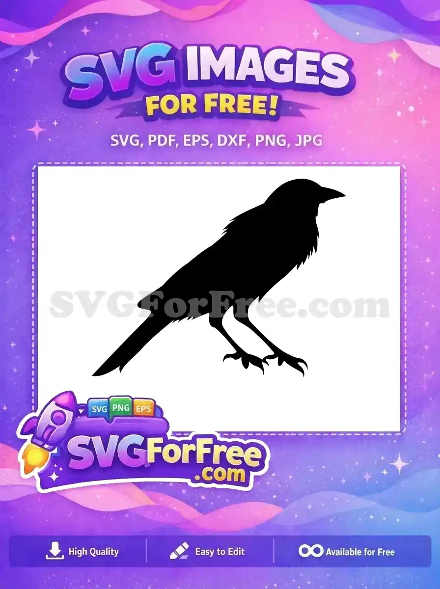 Free Perched Black Crow Free Detailed Silhouette Art Halloween Free SVG