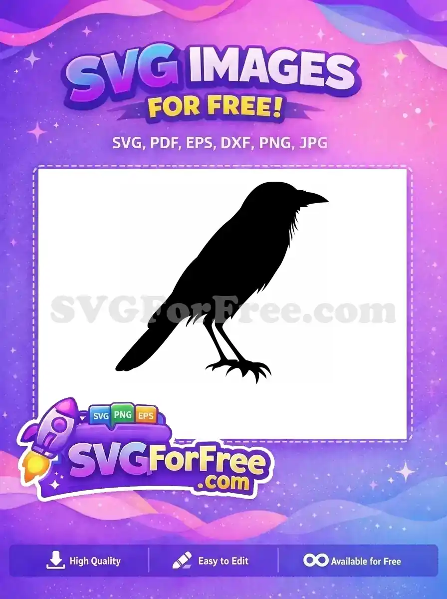 Free Flying Crow Free Detailed Black Silhouette Gothic Design Free SVG