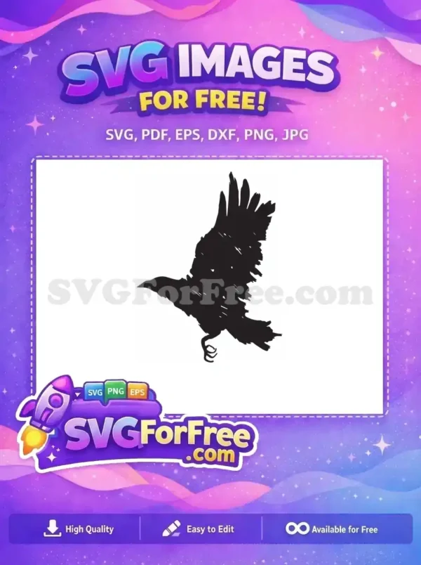 Free Black Flying Raven Free Artistic Wings Design Crow Silhouette Free SVG