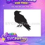 Free Dark Grunge Free Perching Crow Silhouette Free SVG - Instant Download