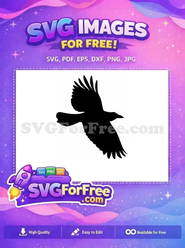Free Flying Black Free Scary Raven Crow Silhouette Free SVG