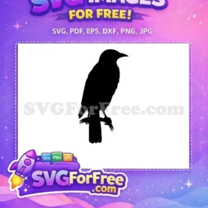 Free Black Perched Crow Free Dark Feathered Spooky Halloween Art Free SVG