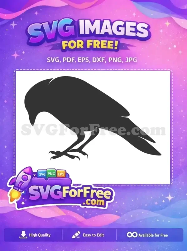 Free Dark Crow Free Foraging Silhouette Bird Art Free SVG