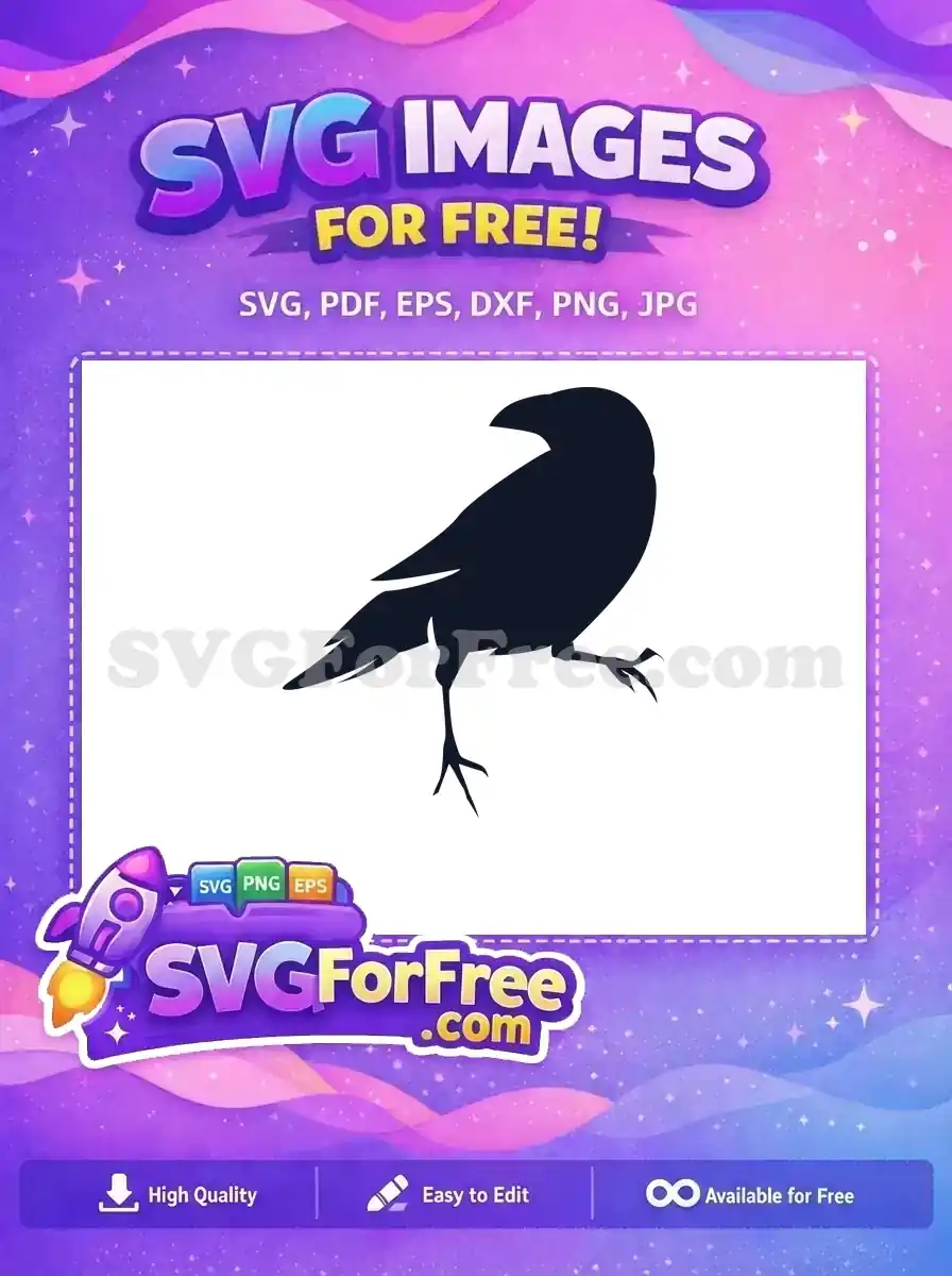 Free Black Crow Free Perching Silhouette Spooky Halloween Free SVG
