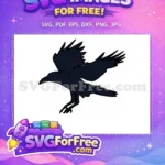 Free Dark Crow Free Flying Silhouette Halloween Free SVG - Instant Download