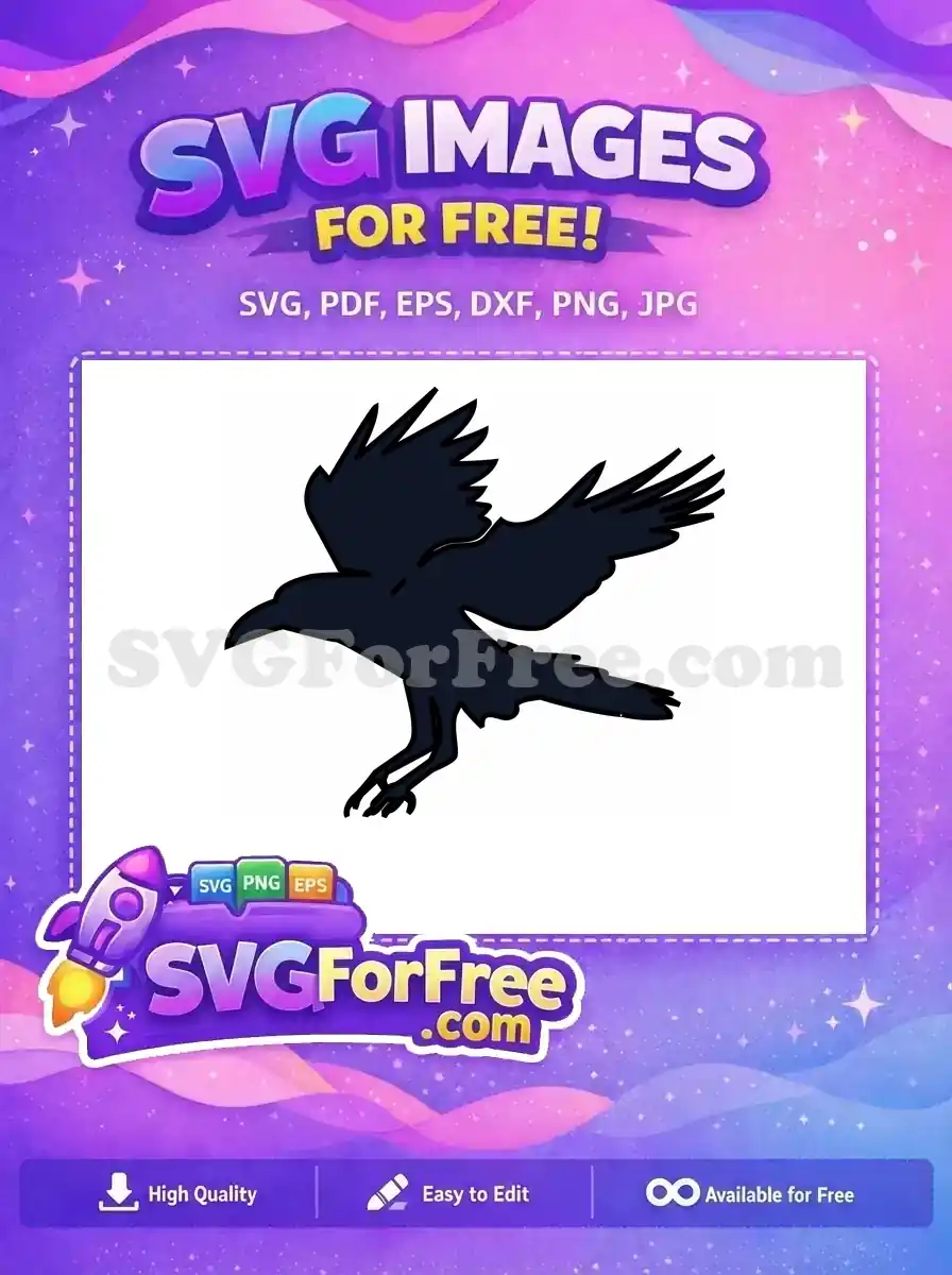 Free Dark Crow Free Flying Silhouette Halloween Free SVG