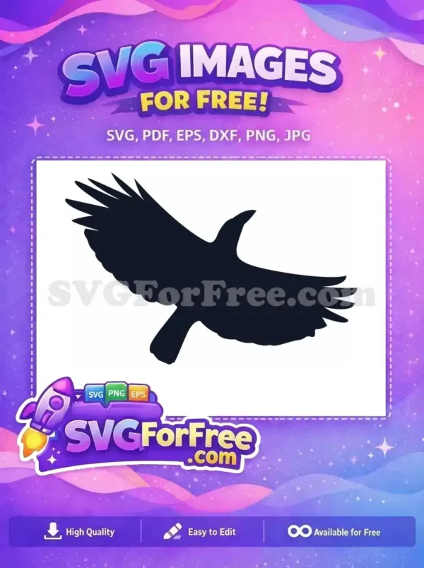 Free Majestic Flying Crow Free Elegant Wings Spread Crow Silhouette Free SVG