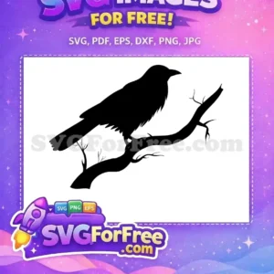 Free Black Crow Silhouette Free Tree Branch Spooky Halloween Free SVG