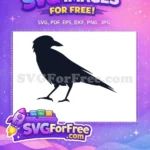 Free Dark Elegant Free Perched Raven Crow Silhouette Free SVG - Instant Download
