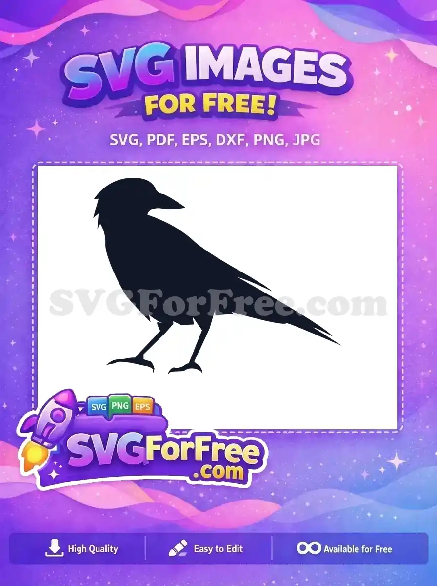 Free Dark Elegant Free Perched Raven Crow Silhouette Free SVG