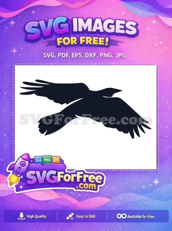 Free Dark Blue Flying Crow Free Mysterious Bird Silhouette Wildlife Free SVG