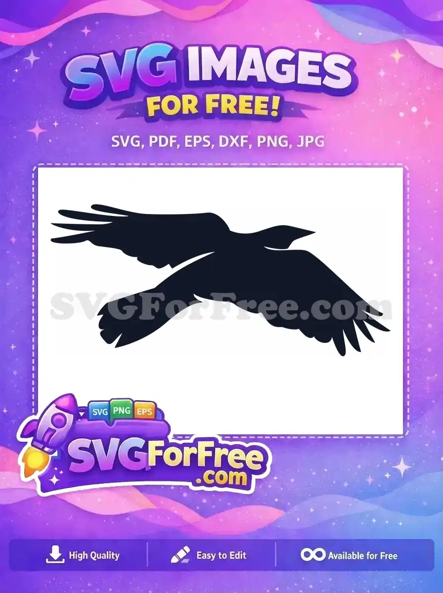 Free Dark Blue Flying Crow Free Mysterious Bird Silhouette Wildlife Free SVG