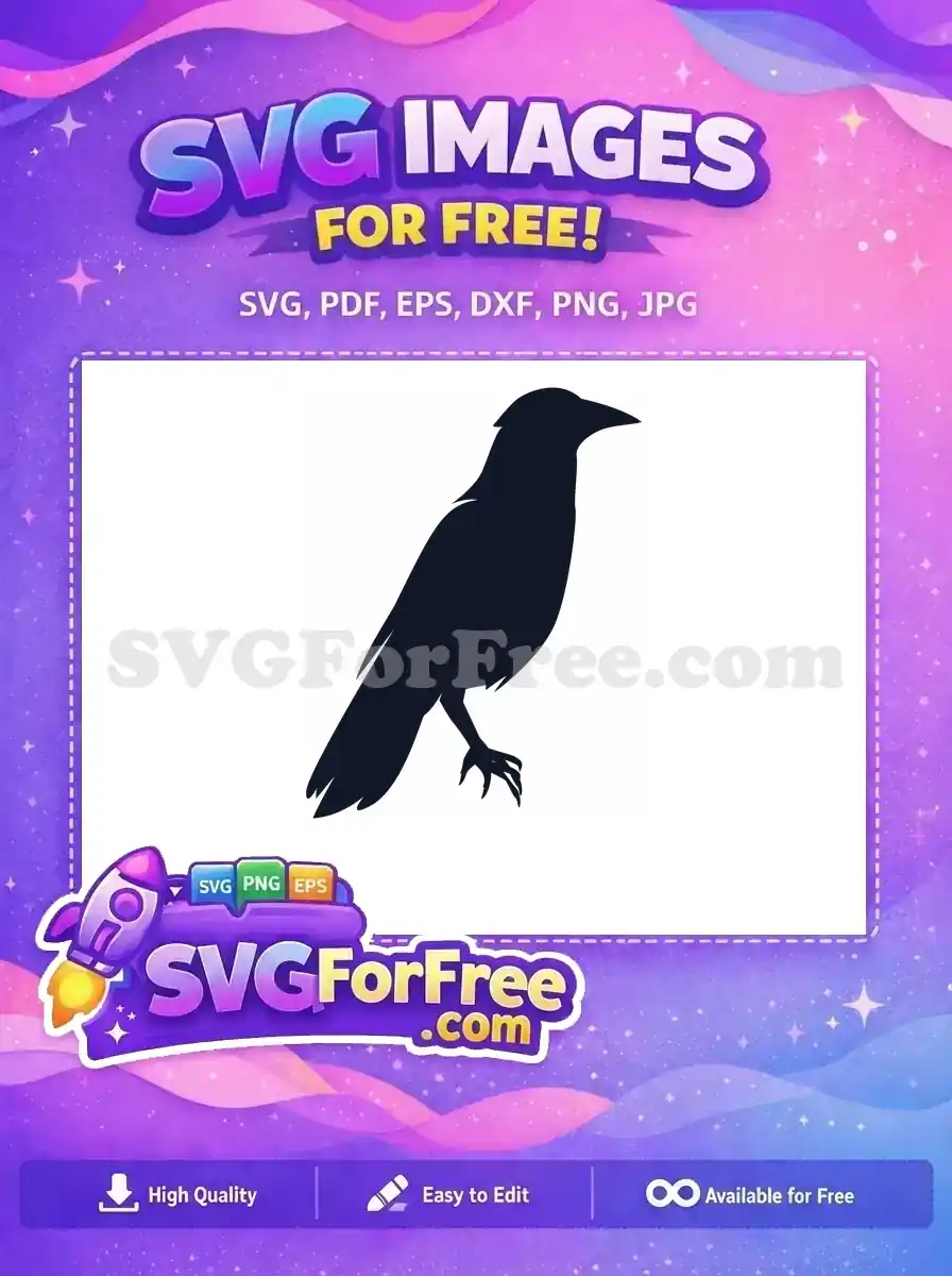 Free Dark Crow Free Detailed Silhouette Wildlife Art Free SVG