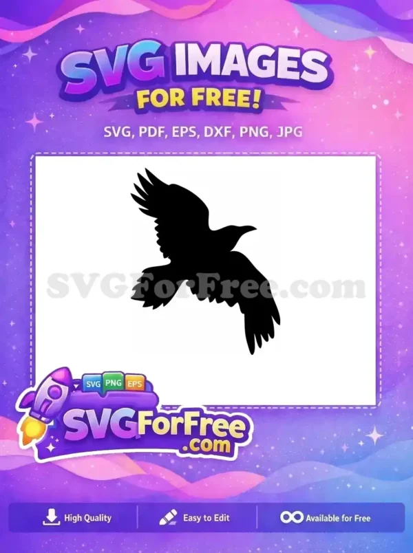 Free Dark Flying Free Crow Silhouette Halloween Decor Free SVG