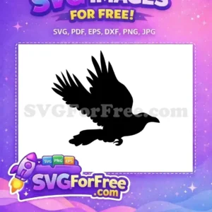 Free Black Flying Free Open Wings Crow Silhouette Art Free SVG
